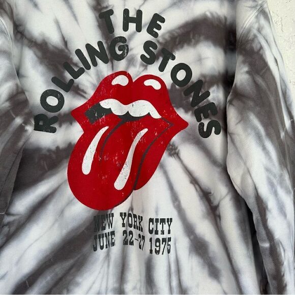 THE ROLLING STONES Sweatshirt Womens Size Medium Tie Die Logo Tongue Crew Neck - Picture 2 of 11